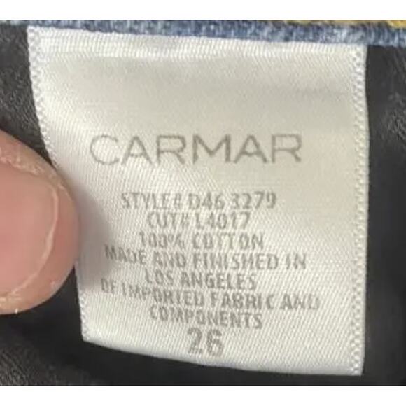 Carmar Luna Distressed Straight Leg Denim Jeans Hi-Rise Medium Wash Cotton 26 - Picture 16 of 16